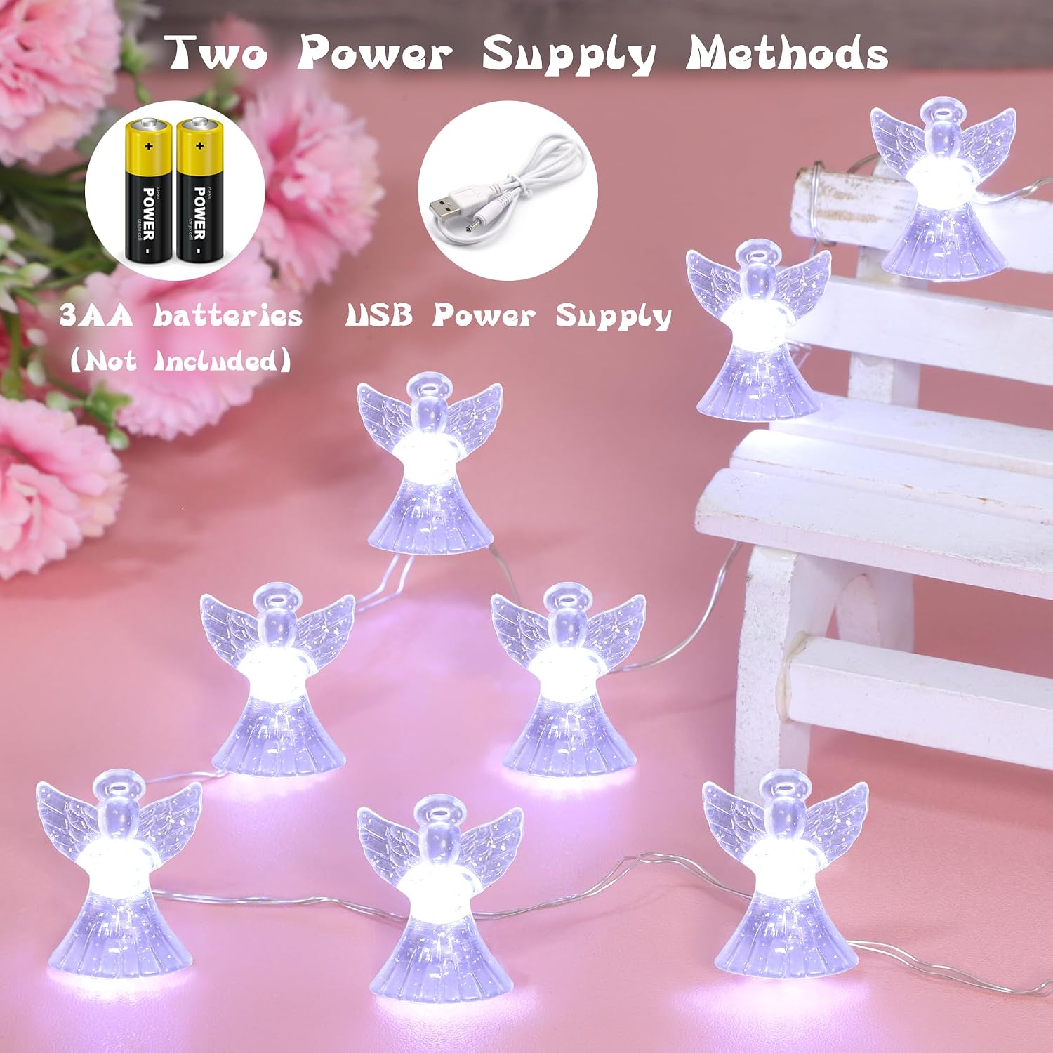 Impress Life Christmas Decoratiing LED String Lights, Angel Cherubim 10 ft 40 LEDs with Remote for Christmas, Thanksgiving, Birthday, Wedding, Parties & Home Decorations Ideas