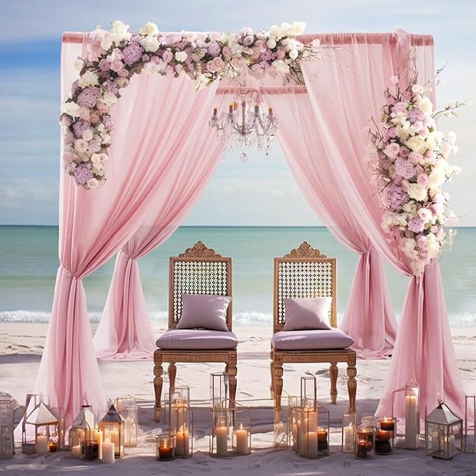 Wedding Arch Draping Fabric, 1 Panel 30" x 20Ft Dusty Rose Sheer Curtain Drapes Extra Wide & Long Backdrop Curtains for Easter Bridal Shower Backdrop Outdoor Party Arches Church Ceremony Decoration