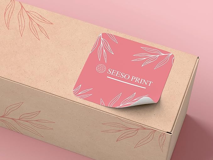 300 pcs Premium Custom Stickers Uncoated Paper 2 inch Square - Personalized Stickers for Businesses with Logo and Name