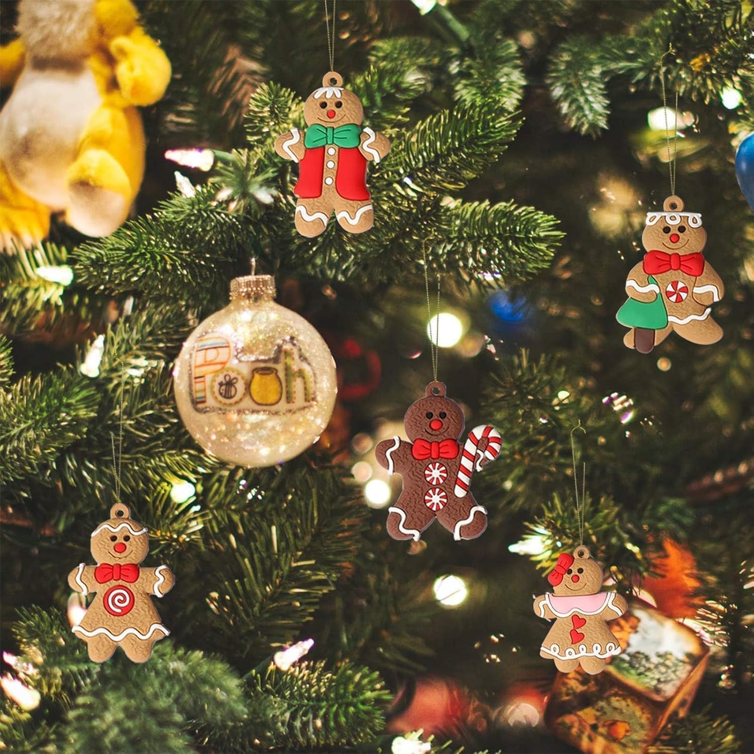 kockuu 12 Pcs Gingerbread Man Ornaments for Christmas Tree, Assorted Gingerbread Figurines Ornaments, Christmas Tree Hanging Decorations, 3 Inch Tall