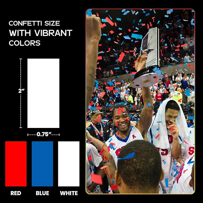 Ultimate Confetti, Biodegradable Confetti Red, White & Blue - Rectangular Fluttering Tissue Paper Confetti for Cannon and Launcher use – Wedding Confeti, Parties and Live Events - 1 lb, 16 oz