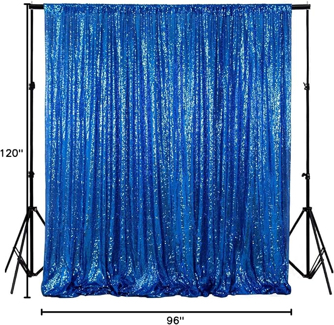 ShinyBeauty Sequin Backdrop Royal Blue 8FTx10FT Glitter Backdrop Photography Background 96Inchx120Inch Blue Shimmer Sequin Fabric Photo Booth Backgrounds for Wedding Banquet Graduation Prom Event