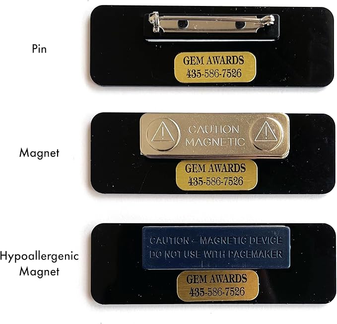 Custom Name Tags - Full Color Logo Name Tags - Scratch Resistant Metal Front & Hard Plastic Back (1x3 Inch, Silver)