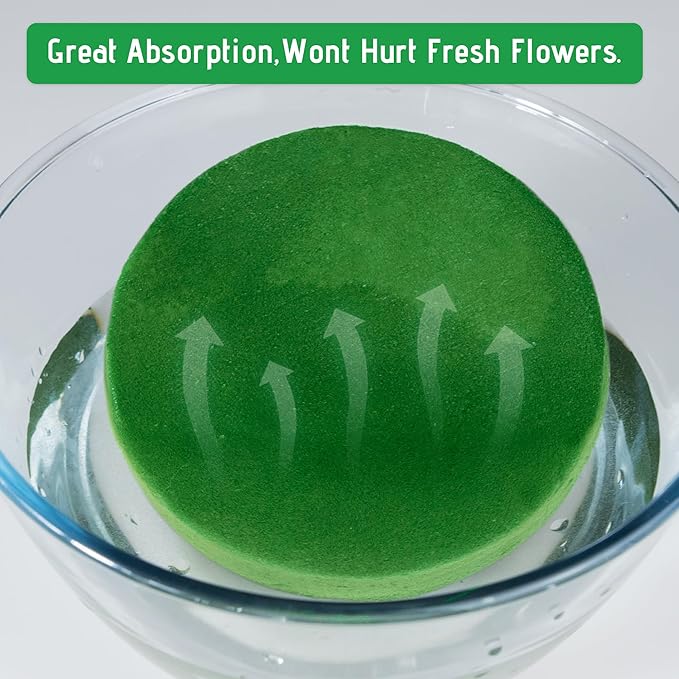Max Shape 6Pcs Floral Foam Round Blocks, Large Wet and Dry Green Foam for Artificial and Fresh Flower Arrangement,Flower Foam Blocks for Wedding Party Decorations (4.7 Inch)