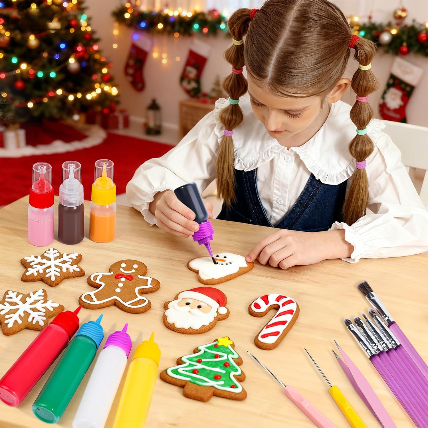 YGDZ Cookie Decorating Kit, Icing Bottle, Squeeze Writer Bottles (1 and 2 Ounce), Brush for Cake Decorating, Cookie Scribe Needle, Food Coloring Tools, Icing Cookie Supplies