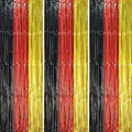 3 Pack 3.3 x 8.2 ft Red Black Gold Foil Fringe Backdrop Curtains, Tinsel Streamers Party Decorations, Fringe Backdrop, Door Shimmer for Thanksgiving Day or Birthday Party