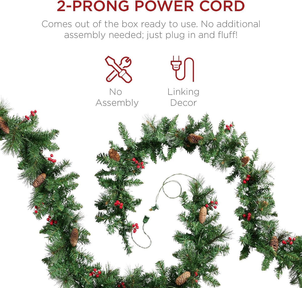 best choice products 9ft pre-lit holiday pre-decorated christmas showing dimensions
