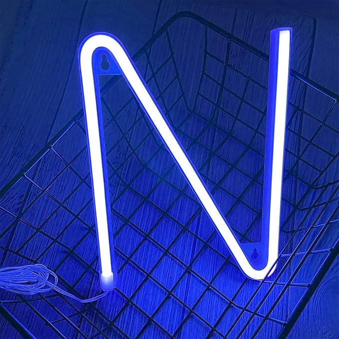 Neon Signs, ENUOLI Letters Light Neon Letters Marquee Letters with Lights Blue Light Up Signs for Wall Decor Christmas Party Bar Decorations Lights for Wedding Birthday (N)