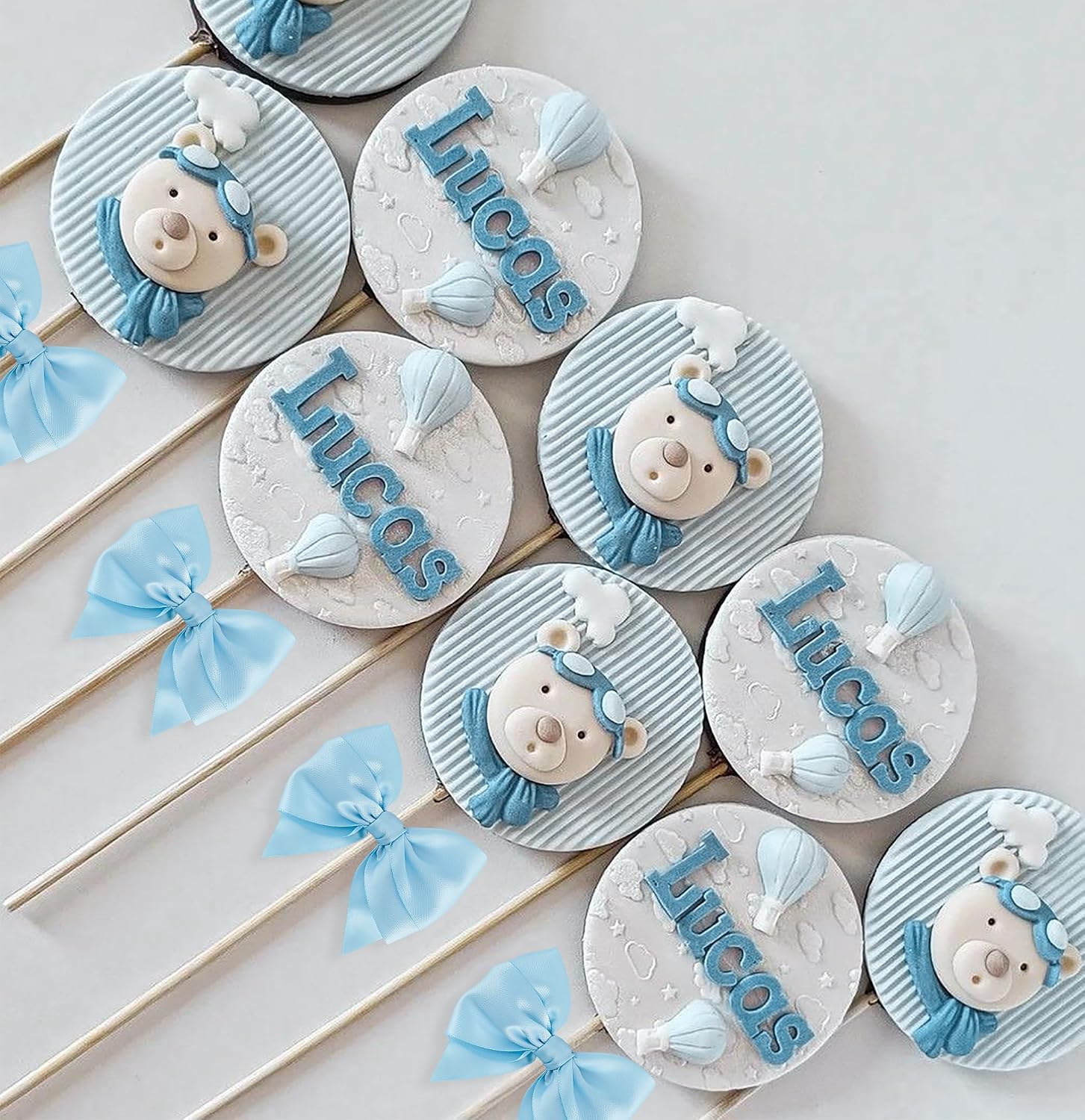 Blue Bows 24 PCS Baby Blue Satin Ribbon Bows 4" Pre-Tied Twist Tie Bow for Gift Wrapping Treat Bags Cake Pops Candy Apple Crafts Baby Shower Birthday Wedding Party Favors