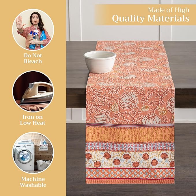 Maison d' Hermine Table Runner 100% Cotton Double Layer Table Runners 108 inches Long for Thanksgiving Christmas Decorations Home Kitchen Dining Party Wedding (Harvest Festival, 14.5" x 108")