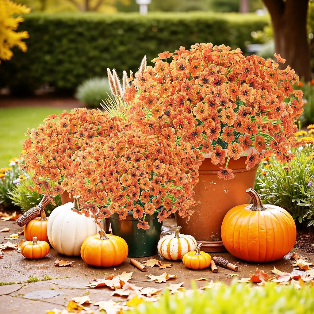 uieke 72 pcs artificial fall flowers for outdoors, side view