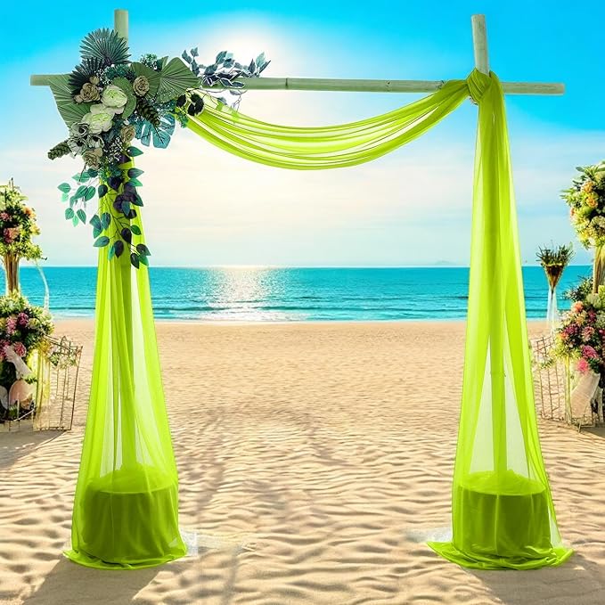 MDS Halloween Chiffon Draping Fabric - 1 Panel, 30" Wide x 75ft Long - Sheer Spooky Arbor & Canopy Drapery for Haunted House Backdrops, Party Ceilings, DIY Costumes & Themed Events - Parrot Green