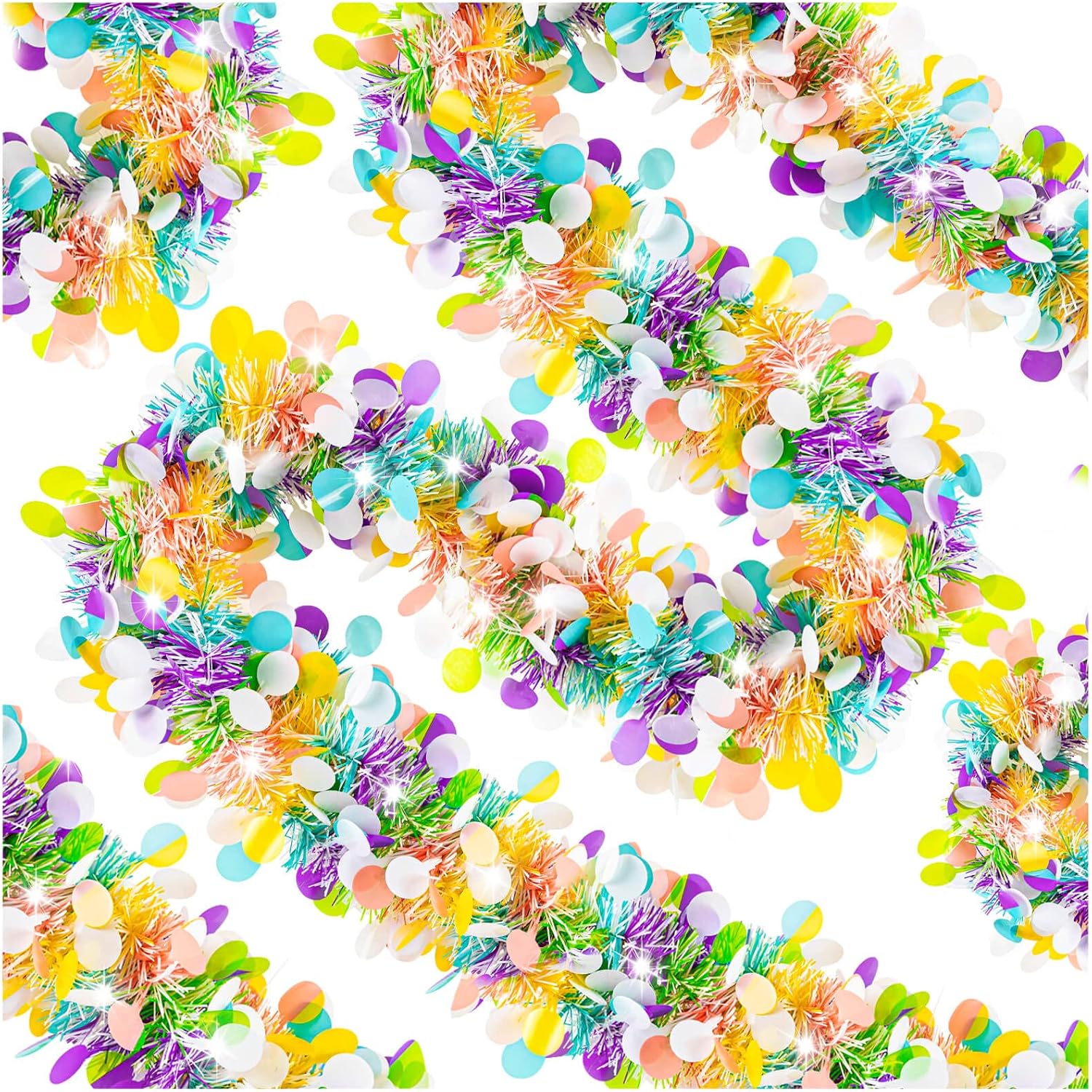 6 PCS Easter Tinsel Garland, 39.4 ft Egg Tinsel Garlands Colorful Fringe Easter Hanging Garland Decorations for for Easter Party Wedding New Years Home Indoor Outdoor Decor