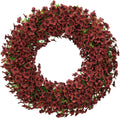 24" burgundy artificial floral wreath for front door, main product view