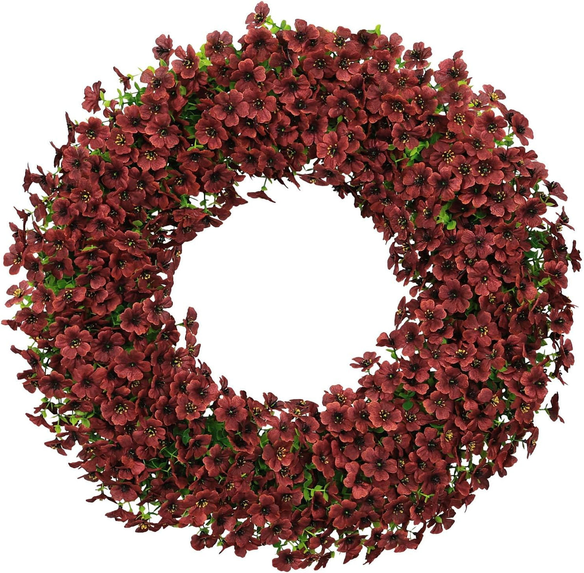 24" burgundy artificial floral wreath for front door, main product view