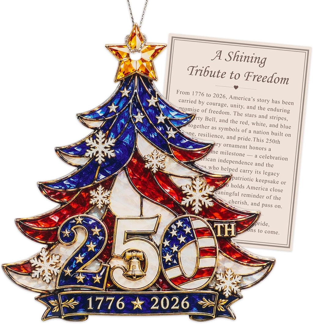 Christmas Ornaments - 250 Anniversary USA Merchandise - Christmas Ornament 2026 - United States 250th Anniversary Decor – America 250 Years Patriotic Home Decor