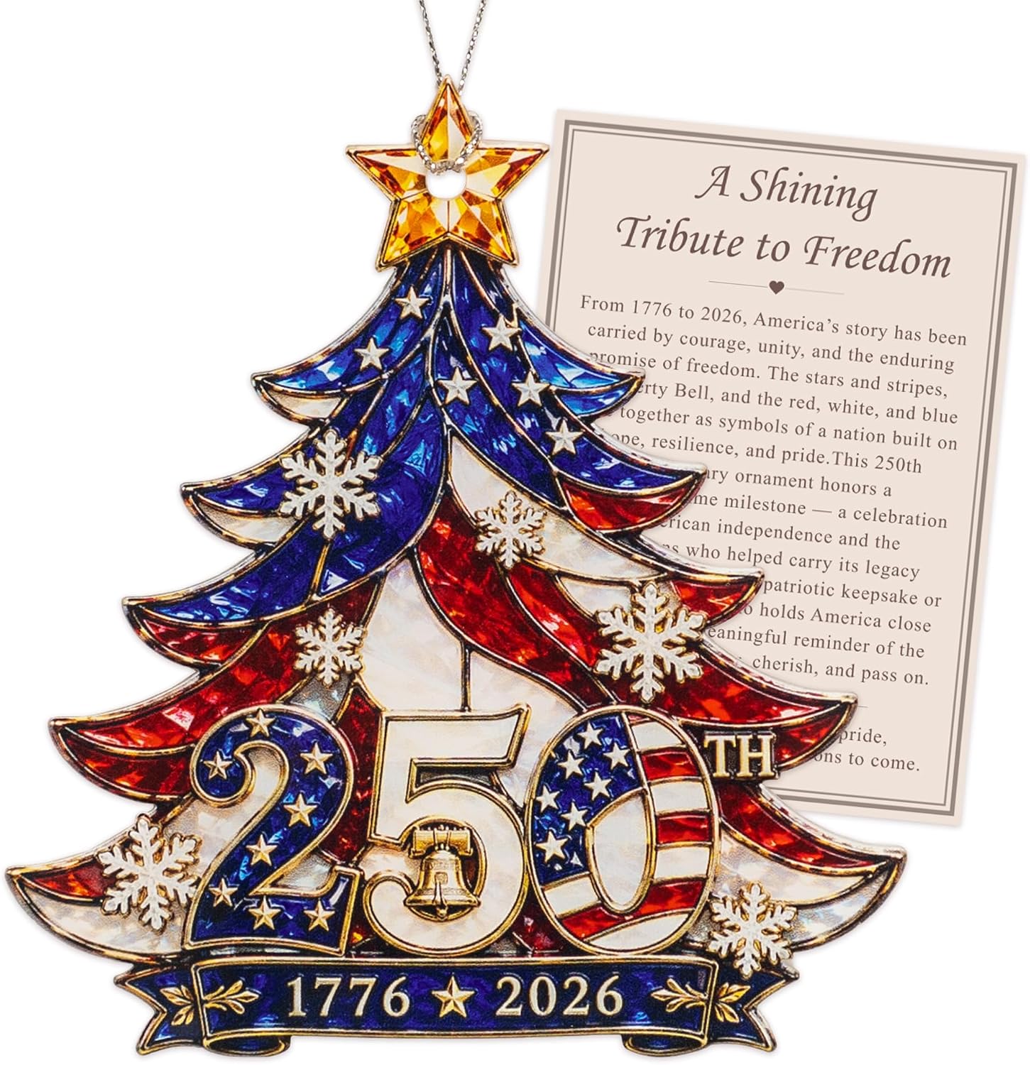 Christmas Ornaments - 250 Anniversary USA Merchandise - Christmas Ornament 2026 - United States 250th Anniversary Decor – America 250 Years Patriotic Home Decor