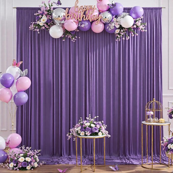 20ftx10ft Purple Backdrop Curtains for Party Background, Wrinkle Free Purple Photo Curtains Backdrop Drapes 4 Panels Back Drop Cloth for Wedding Birthday Photography Baby Shower Decor