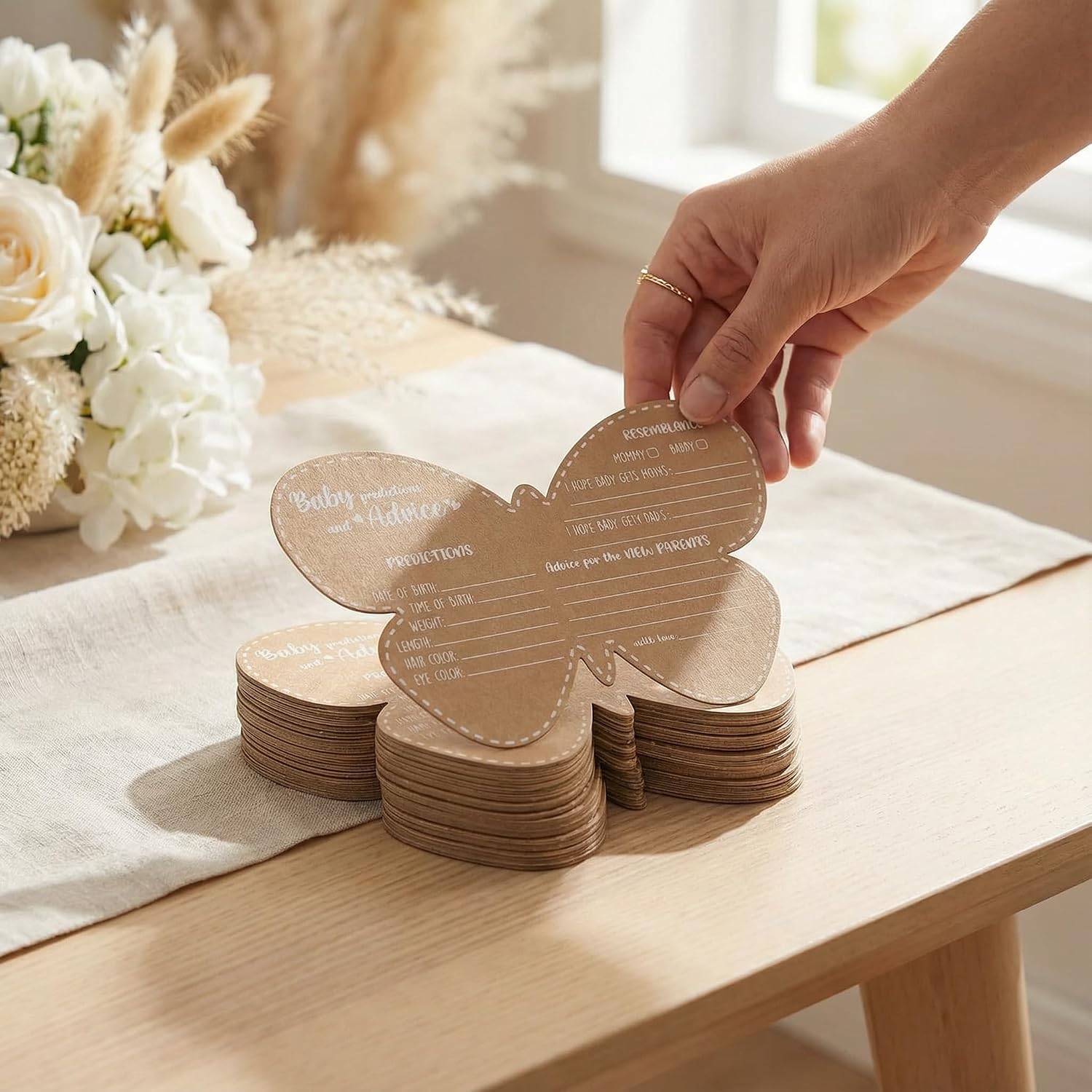 Butterfly Baby Shower Decorations - Baby Shower Advice Cards for Parents to Be- Baby Shower Games for Girl - Set of 50 (Butterfly)