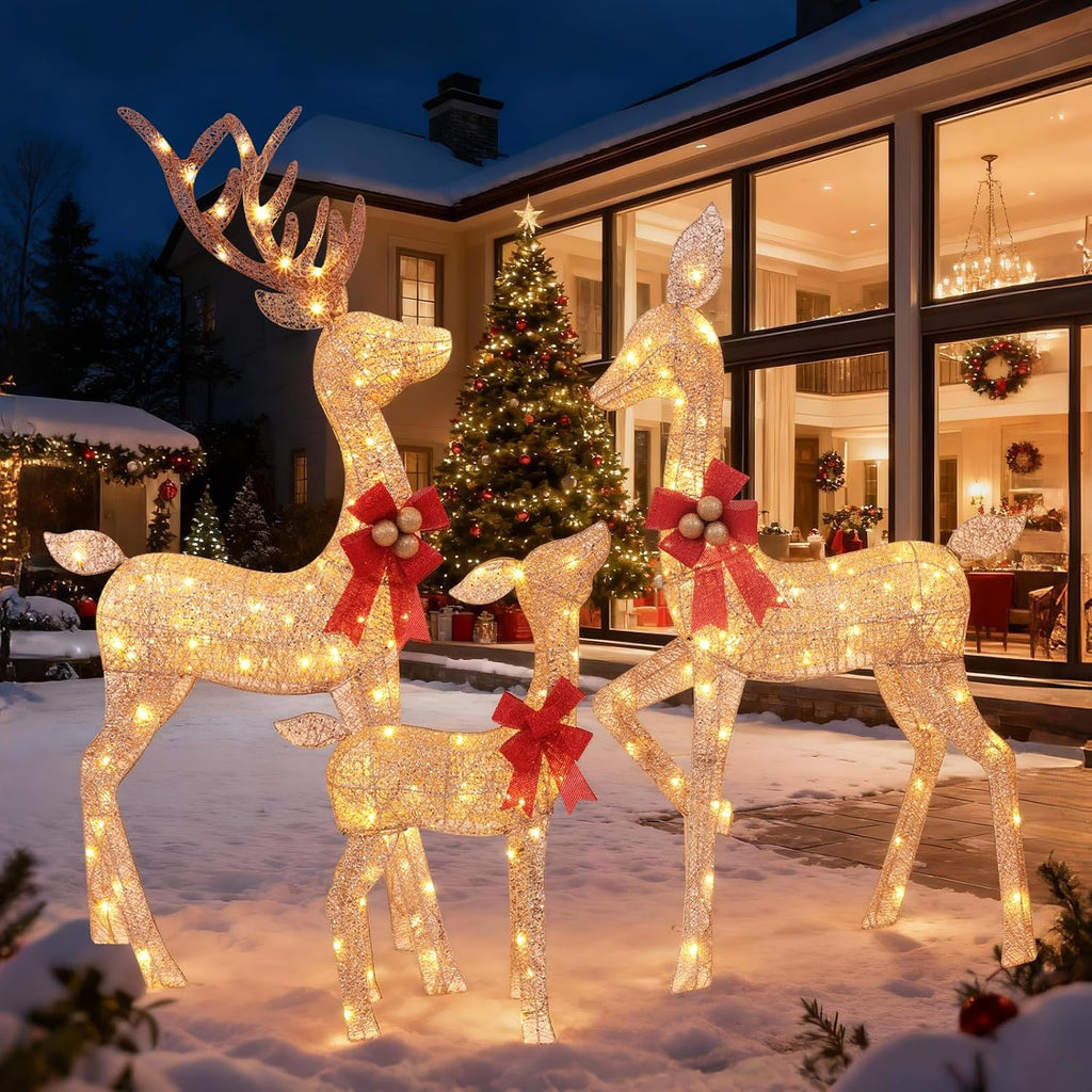 3-piece lighted christmas deer family - holilite 4.5ft, main product view