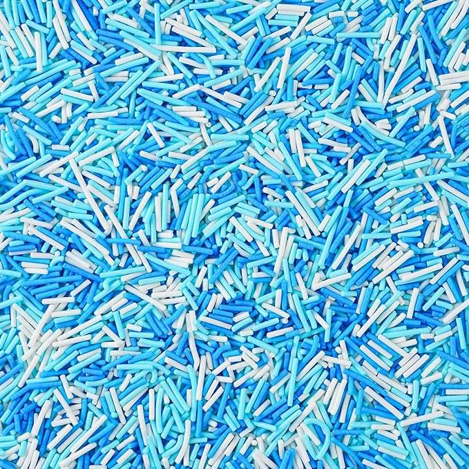 Blue and White Jimmies Sprinkles for Baking 7 oz - Winter Sprinkles for Cookies, Cakes, Cupcakes, Ice Cream, Chocolate | Perfect for Baby Shower Birthday Christmas Parties & Celebrations