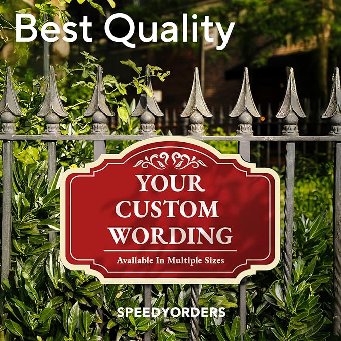 Custom Decorative Outdoor Metal Sign - Personalized Aluminum Driveway Sign, Waterproof, Made in USA - Design 2 Red Brick 10x7 In