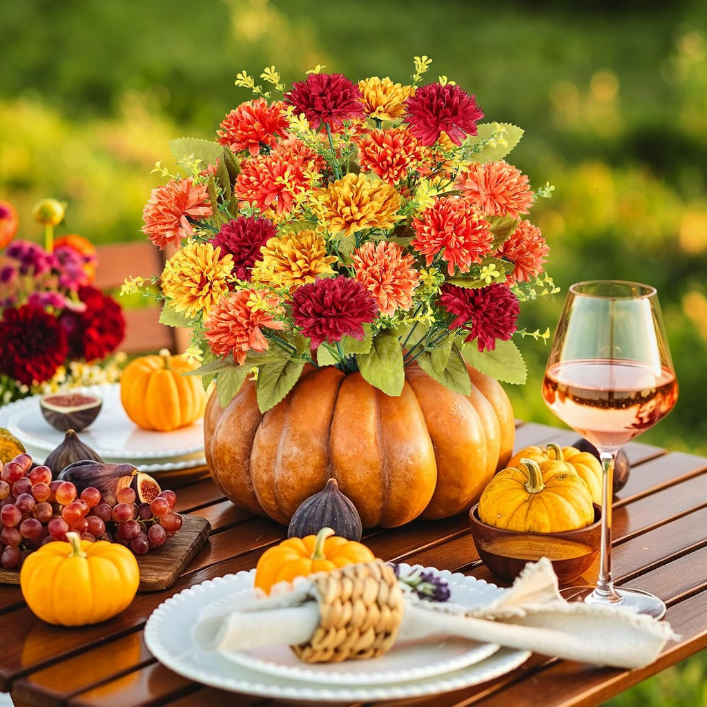 homshiam 8 bunches artificial fall flowers, 64 heads, package contents