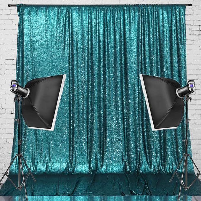 Eternal Beauty Teal Sequin Backdrop, 10x10 Ft Glitter Background Curtains for Shimmer Photography Party Wedding Birthday Back Drop Decor