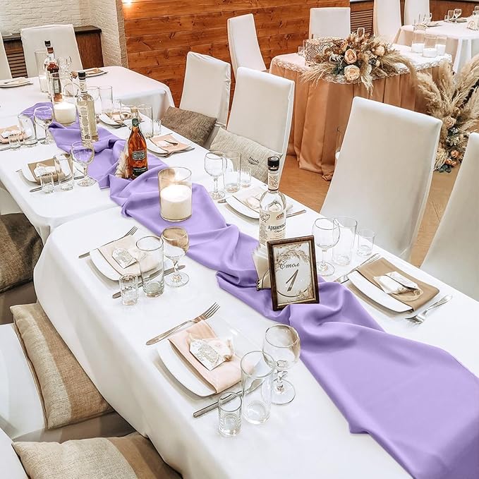 10 Pack 10ft Light Purple Chiffon Table Runners Wedding Table Runner Sheer Romantic Tulle Table Runner for Christmas Wedding Bridal Tea Party Baby Shower Birthday Party Table Decorations(120 x 12 in)