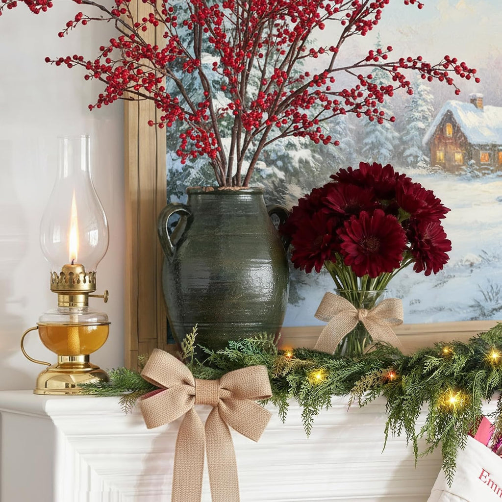 christmas cedar garland realistic with lights - cypress, view 9