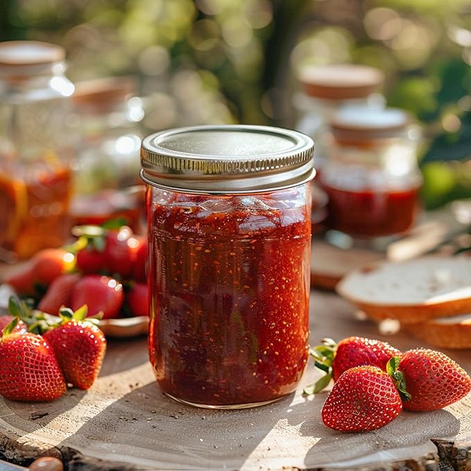ComSaf Small Mason Jars 8 oz - 6 Pack, Regular Mouth Mason Jar with Lids and Seal Bands, Small Glass Canning Jar for Spice, Jam, Honey, Jelly, Dessert, Shower Wedding Favors, DIY Candles Decor