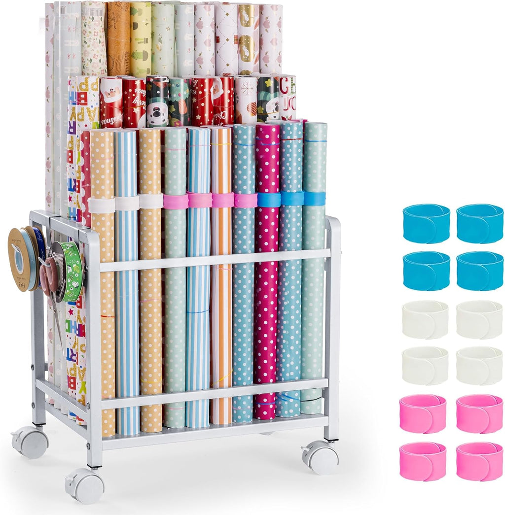 aquzee wrapping paper storage organizer, blueprint holder, 6 shown in use