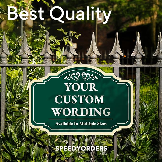 Custom Decorative Outdoor Metal Sign - Personalized Aluminum Driveway Sign, Waterproof, Made in USA - Design 2 Forest Green 12x8 In