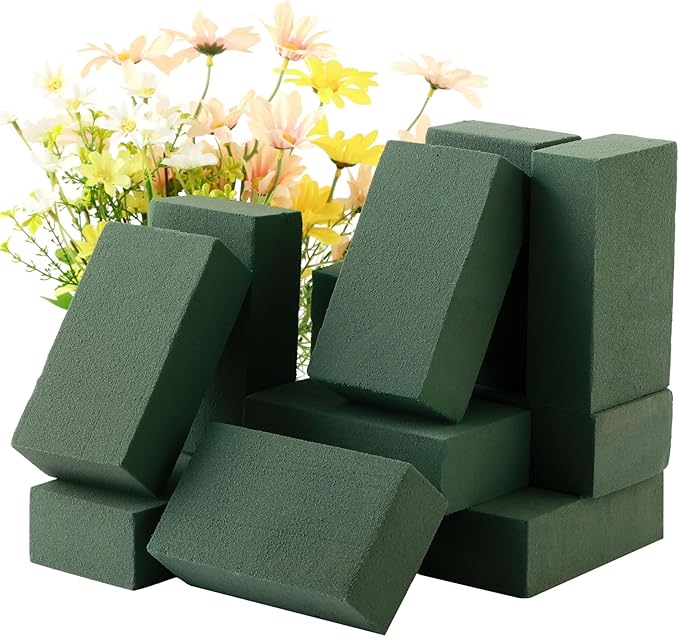24 Pcs Floral Foam Blocks for Fresh & Artificial Flowers, 5.5" L x 3.1" W x 1.7" H Wet & Dry Green Flower Foam for Indoor Outdoor Floral Arrangements, Foam Bricks for Wedding, Birthdays, Home Décor