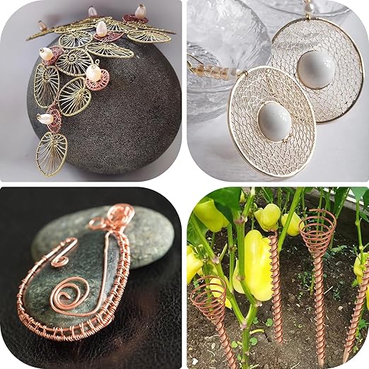 14 Gauge/1.6 mm 26 feet 5 oz 99.9% Dead Soft Copper Wire for Electroculture Gardening, Jewelry Making, Beading, Science Projects, DIY Artwork, Pure Bare Copper Wire