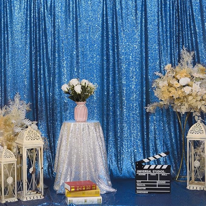 Eternal Beauty Turquoise Sequin Backdrop, 4x7 Ft Glitter Background Curtains for Shimmer Photography Party Wedding Birthday Back Drop Decor