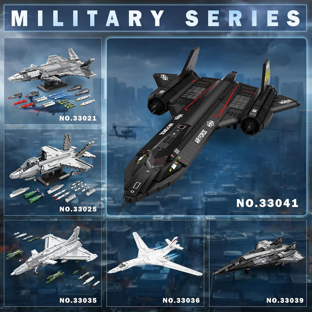 reobrix sr-71 blackbird building set, 1775 pcs military, front angle view