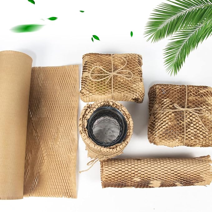 Honeycomb Packing Paper 20" x 1500' Recyclable Cushion Packing Paper Expanding Honeycomb Packing Paper Wrap Roll Eco Friendly for Moving Shipping Gift Packaging Breakables-Brown