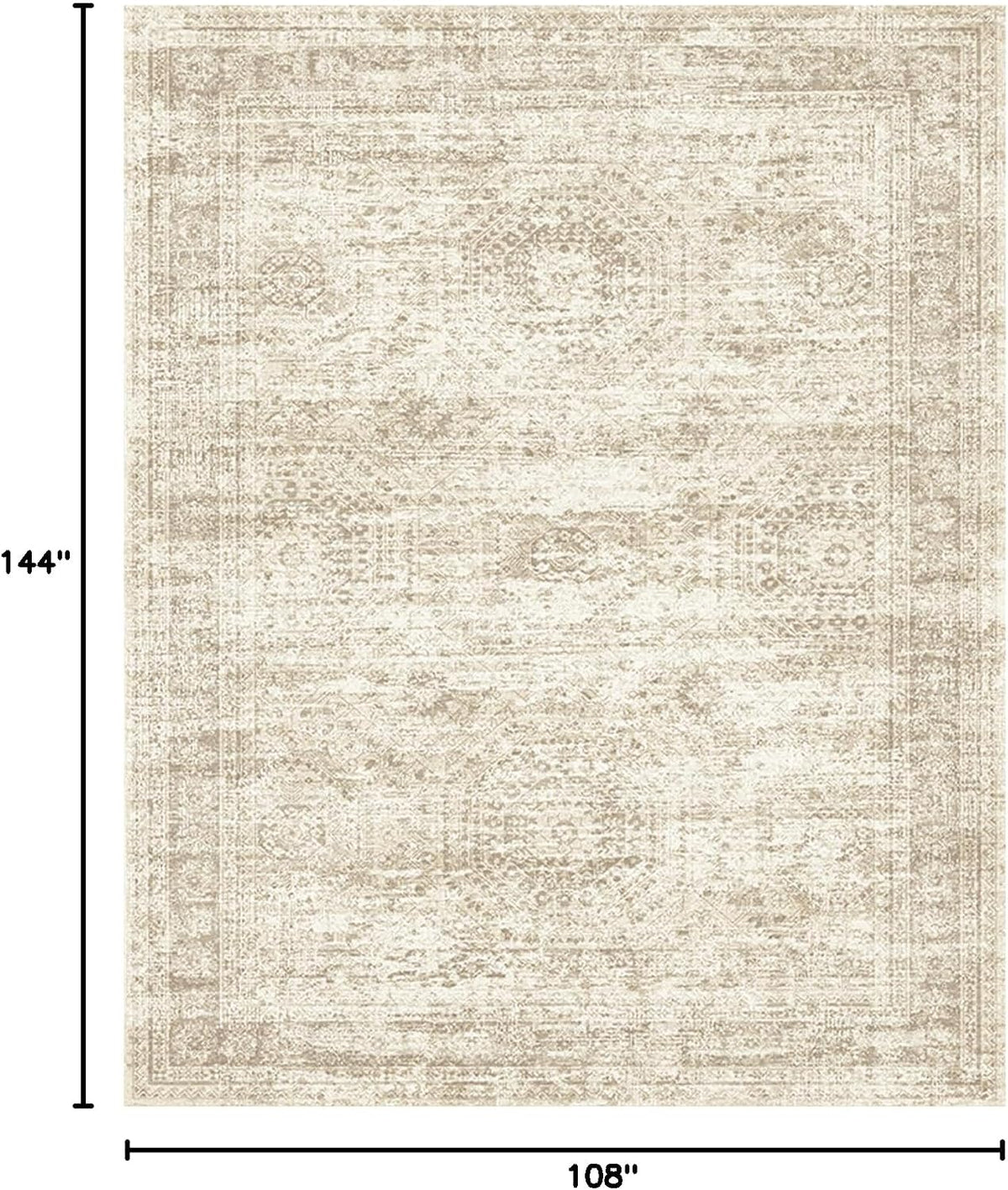 Soalmost 9x12 Area Rugs for Living Room Washable Print Rug Non-Slip Beige