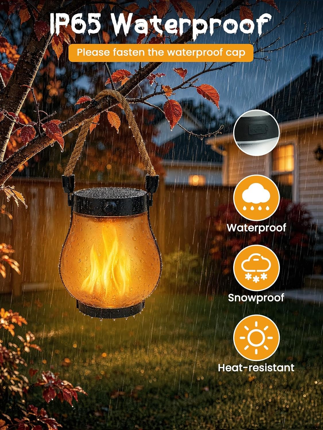 4 Pack Solar Lanterns Outdoor Waterproof Hanging Flame Halloween Lights