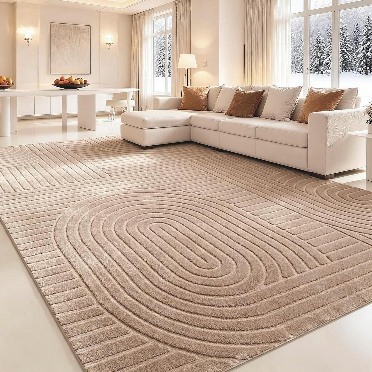 Brown Solid Area Rug 8x10, Washable Non Slip Rugs for Living Room