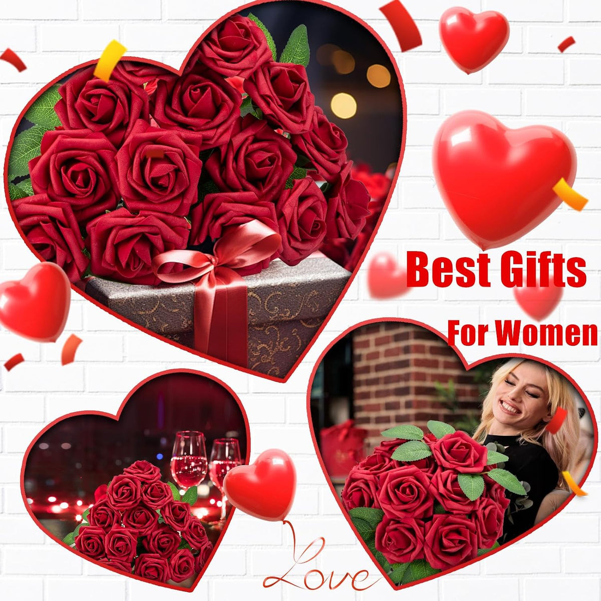 cliselda 100pcs red fake roses artificial flowers foam, close-up detail
