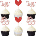 24 PCS We Still Do Cupcake Toppers Glitter Love Heart Bridal Shower Cupcake Picks for Wedding Engagement Bridal Shower Theme Party Cake Decorations Supplies Rose Gold