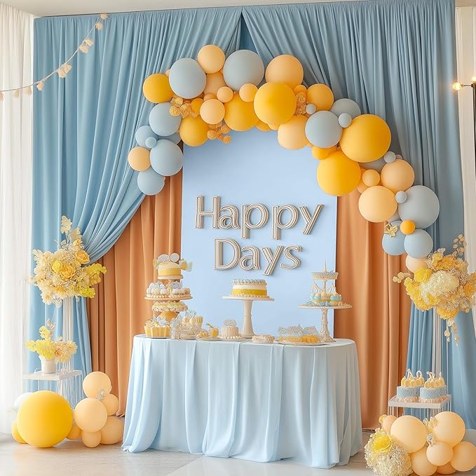 Metal Arch Backdrop Stand and Cover Set, 8FT, 7.2FT Party Backdrop, Easy to Assemble, Backdrop Stand for Parties, Birthday, Baby Shower