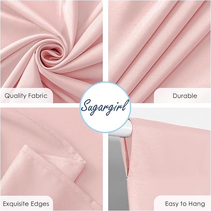 Sugargirl 10x10FT Blush Pink Backdrop Curtains Polyester Photo Backdrop Drapes Curtains 2 Panels with Rod Pockets for Party Birthday Wedding Photography Home Decoration