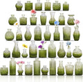 Set of 40 Glass Bud Vases, Small Green Glass Vases in Bulk, Mini Vintage Embossed Flower Vase for Wedding, Centerpieces, Birthday Party, Baby Shower, Home Table Decorations (Green)