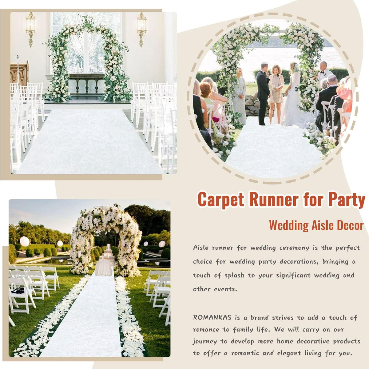 White Aisle Runner for Wedding Ceremony Velvet Aisle Runner Rug 5x20FT Carpet...