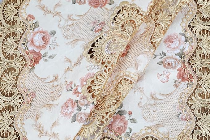 vctops Damask Lace Patchwork Tablecloth Luxury Square Small Table Cover Elegant Floral Embroidered Lace Table Cloth for Party Kitchen Dinning Picnic Decoration (Type G,32"x32")