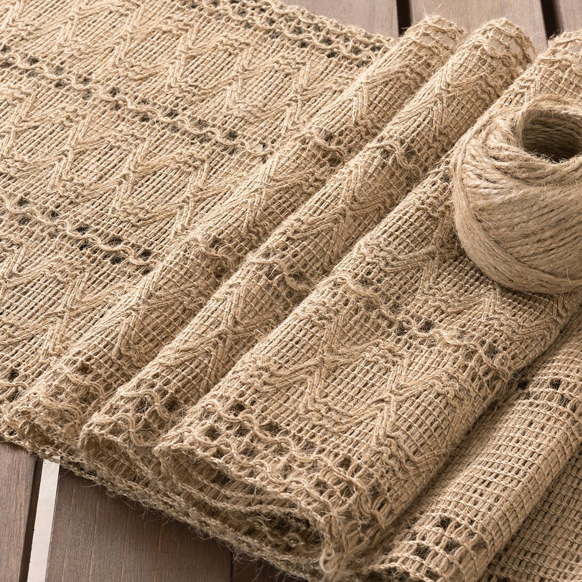 Socomi Boho Table Runner Summer Farmhouse Burlap Jute Bamboo Rustic Dining Kitchen Centerpiece Decor Small Macrame Woven Coffee Table Runner for Dresser Scarf Home Decor 12x36 inch