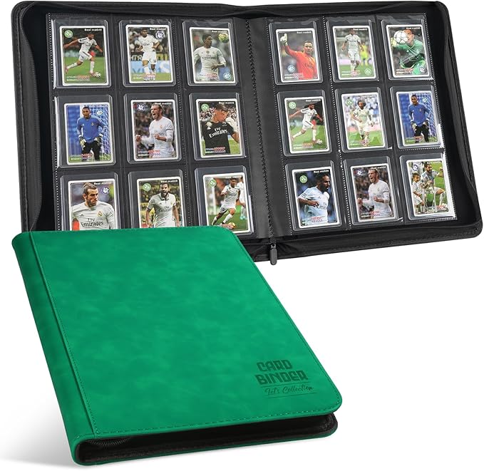Toploader Binder with 9-Pocket Pages, Holds 288 "3×4" Rigid Toploader Hard Cases, Card Holder for Collectible Cards or Sports Cards, Durable Sleeves for Storage & Display (Emerald)